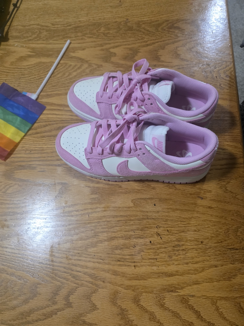 Nike Pink and White Low-Top Sneakers